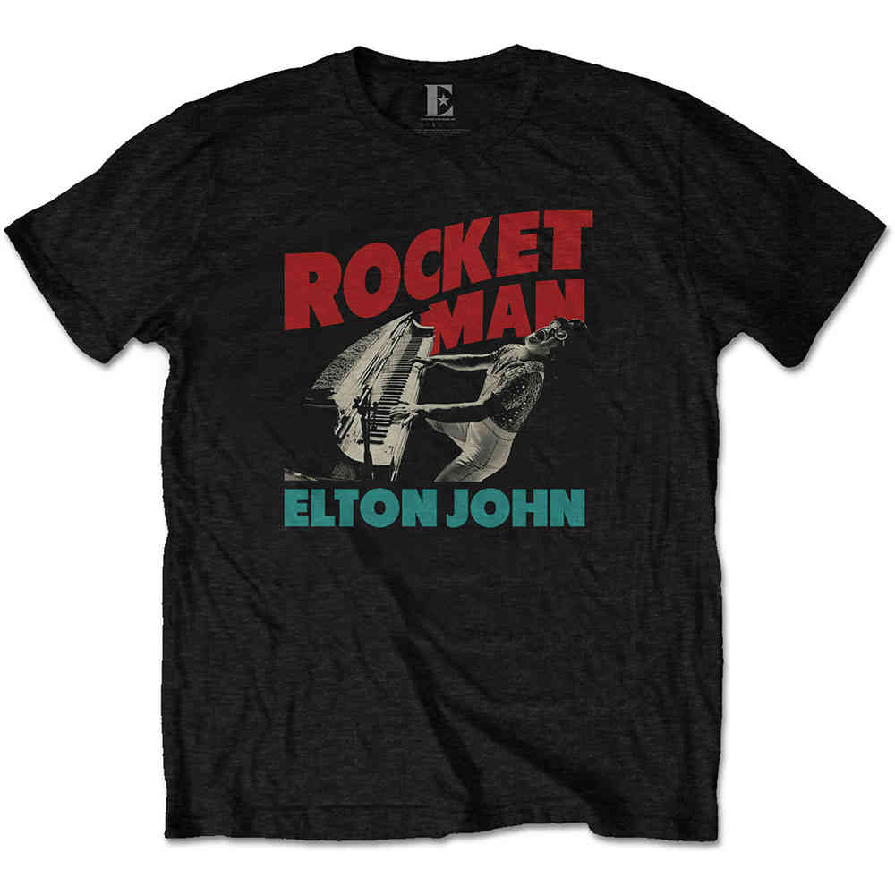 Elton John - Rocketman Piano Heren Tshirt - Zwart